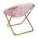 Blush Faux Fur/Soft Gold Frame |#| Folding XL Faux Fur Saucer Chair for Dorm or Bedroom - Blush/Soft Gold