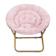 Blush Faux Fur/Soft Gold Frame |#| Folding XL Faux Fur Saucer Chair for Dorm or Bedroom - Blush/Soft Gold