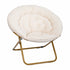 Ivory Sherpa/Soft Gold Frame |#| Folding XL Faux Fur Saucer Chair for Dorm or Bedroom - Ivory/Soft Gold