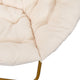 Ivory Sherpa/Soft Gold Frame |#| Folding XL Faux Fur Saucer Chair for Dorm or Bedroom - Ivory/Soft Gold