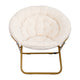 Ivory Sherpa/Soft Gold Frame |#| Folding XL Faux Fur Saucer Chair for Dorm or Bedroom - Ivory/Soft Gold