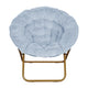 Aqua Fabric/Soft Gold Frame |#| Folding XL Faux Fur Saucer Chair with Ottoman - Dusty Aqua/Soft Gold