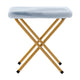 Aqua Fabric/Soft Gold Frame |#| Folding XL Faux Fur Saucer Chair with Ottoman - Dusty Aqua/Soft Gold