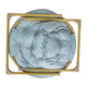 Aqua Fabric/Soft Gold Frame |#| Folding XL Faux Fur Saucer Chair with Ottoman - Dusty Aqua/Soft Gold