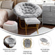 Gray Fabric/Soft Gold Frame |#| Folding XL Faux Fur Saucer Chair with Ottoman - Gray/Soft Gold