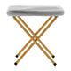 Gray Fabric/Soft Gold Frame |#| Folding XL Faux Fur Saucer Chair with Ottoman - Gray/Soft Gold