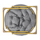 Gray Fabric/Soft Gold Frame |#| Folding XL Faux Fur Saucer Chair with Ottoman - Gray/Soft Gold
