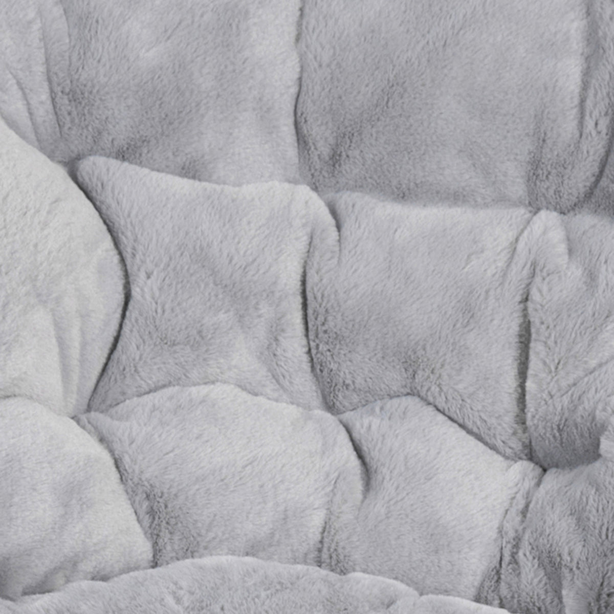 Gray Fabric/Soft Gold Frame |#| Folding XL Faux Fur Saucer Chair with Ottoman - Gray/Soft Gold