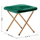 Emerald Fabric/Soft Gold Frame |#| Folding XL Faux Fur Saucer Chair with Ottoman - Emerald/Soft Gold