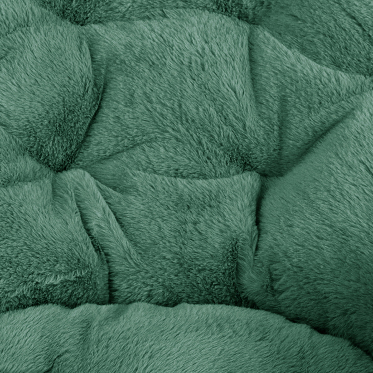 Emerald Fabric/Soft Gold Frame |#| Folding XL Faux Fur Saucer Chair with Ottoman - Emerald/Soft Gold