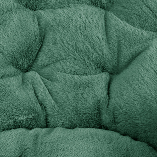 Emerald Fabric/Soft Gold Frame |#| Folding XL Faux Fur Saucer Chair with Ottoman - Emerald/Soft Gold