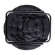 Black Fabric/Black Frame |#| Folding XL Faux Fur Saucer Chair with Ottoman - Black/Black