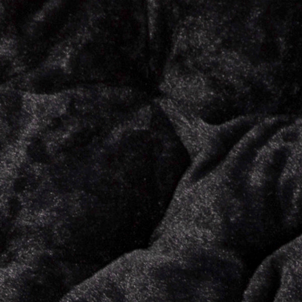 Black Fabric/Black Frame |#| Folding XL Faux Fur Saucer Chair with Ottoman - Black/Black