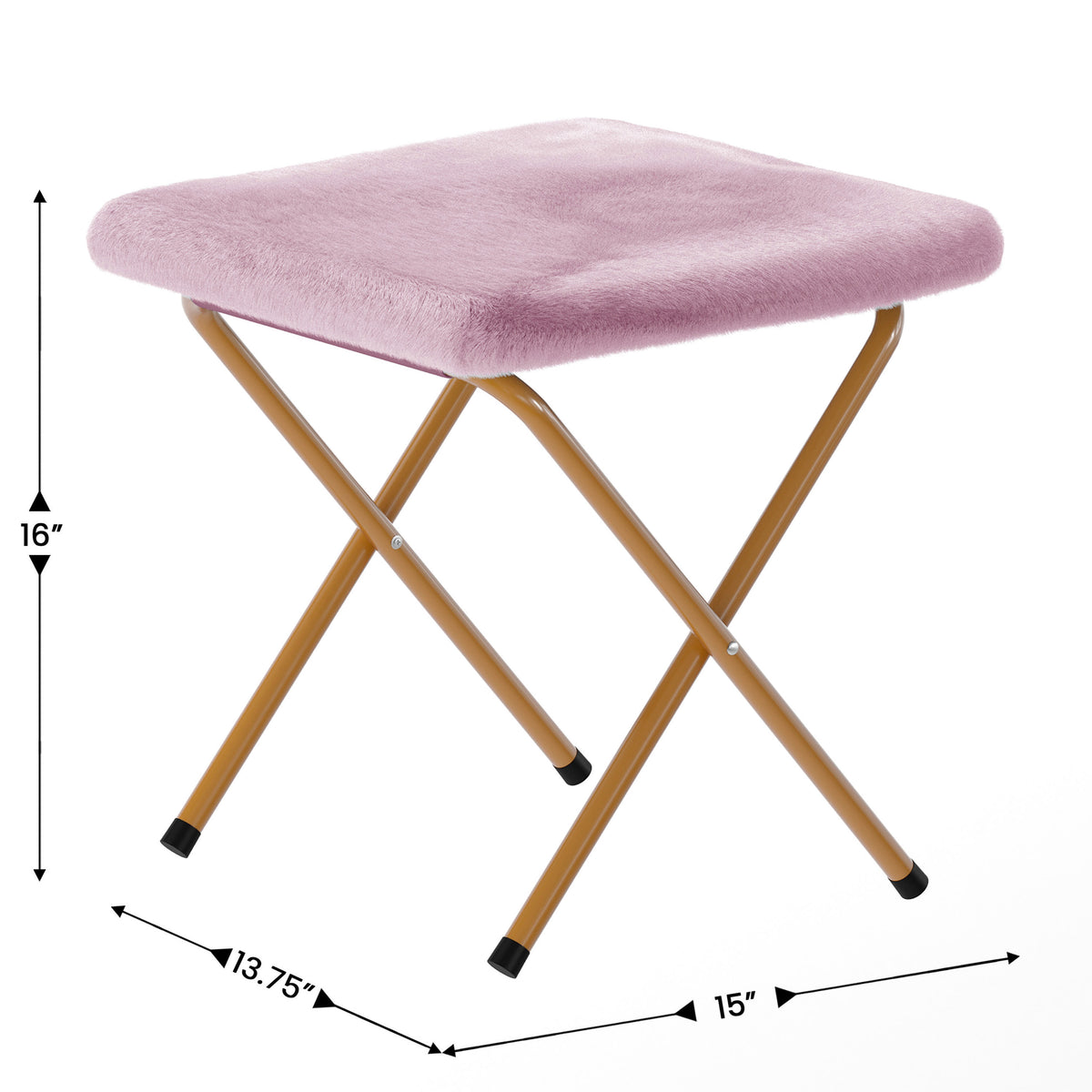 Dusty Purple Fabric/Soft Gold Frame |#| Folding XL Faux Fur Saucer Chair with Ottoman - Dusty Purple/Soft Gold