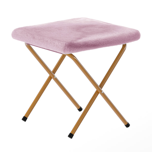 Dusty Purple Fabric/Soft Gold Frame |#| Folding XL Faux Fur Saucer Chair with Ottoman - Dusty Purple/Soft Gold