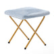 Aqua Fabric/Soft Gold Frame |#| Folding XL Faux Fur Saucer Chair with Ottoman - Dusty Aqua/Soft Gold
