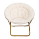 Ivory Faux Shearling Fabric/Soft Gold Frame |#| Folding XL Faux Shearling Saucer Chair with Ottoman - Ivory/Soft Gold