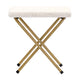Ivory Faux Shearling Fabric/Soft Gold Frame |#| Folding XL Faux Shearling Saucer Chair with Ottoman - Ivory/Soft Gold