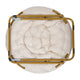 Ivory Faux Shearling Fabric/Soft Gold Frame |#| Folding XL Faux Shearling Saucer Chair with Ottoman - Ivory/Soft Gold