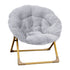 Gray Faux Fur/Soft Gold Frame |#| Kids Folding Faux Fur Saucer Chair for Playroom or Bedroom-Gray/Soft Gold