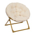 Ivory Faux Fur/Soft Gold Frame |#| Kids Folding Faux Fur Saucer Chair for Playroom or Bedroom-Ivory/Soft Gold