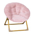 Blush Faux Fur/Soft Gold Frame |#| Kids Folding Faux Fur Saucer Chair for Playroom or Bedroom-Blush/Soft Gold