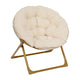 Ivory Faux Fur/Soft Gold Frame |#| Kids Folding Faux Fur Saucer Chair for Playroom or Bedroom-Ivory/Soft Gold