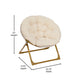 Ivory Faux Fur/Soft Gold Frame |#| Kids Folding Faux Fur Saucer Chair for Playroom or Bedroom-Ivory/Soft Gold