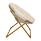 Ivory Faux Fur/Soft Gold Frame |#| Kids Folding Faux Fur Saucer Chair for Playroom or Bedroom-Ivory/Soft Gold