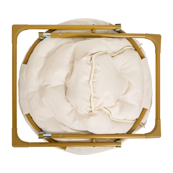 Ivory Faux Fur/Soft Gold Frame |#| Kids Folding Faux Fur Saucer Chair for Playroom or Bedroom-Ivory/Soft Gold
