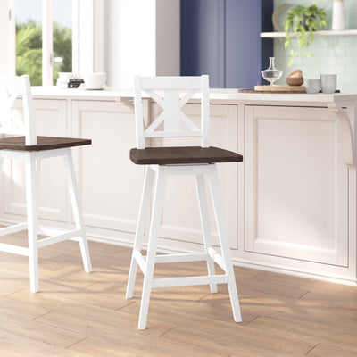 Commercial 360° Swivel Wood Bar Height Stool - View 2