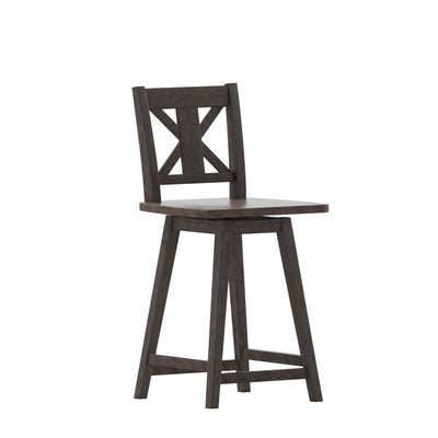 Gwendolyn Commercial Grade Solid Wood Modern Farmhouse Swivel Counter Height Barstool