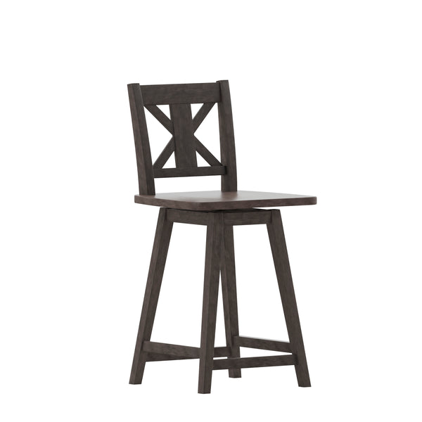 Gray Wash Walnut |#| Commercial 360° Swivel Wood Counter Height Stool in Gray Wash Walnut
