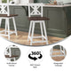 White Wash |#| Commercial 360° Swivel Wood Counter Height Stool in Antique White Wash/Gray Seat