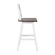 White Wash |#| Commercial 360° Swivel Wood Counter Height Stool in Antique White Wash/Gray Seat