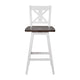 White Wash |#| Commercial 360° Swivel Wood Counter Height Stool in Antique White Wash/Gray Seat
