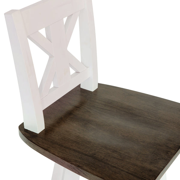 White Wash |#| Commercial 360° Swivel Wood Counter Height Stool in Antique White Wash/Gray Seat