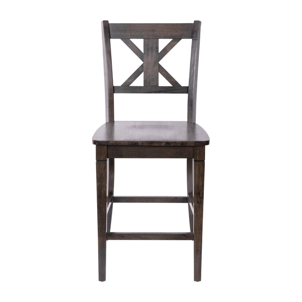 Gray Wash Walnut |#| Commercial Grade Wooden Counter Height Stool in Gray Wash, Set of 2 Walnut