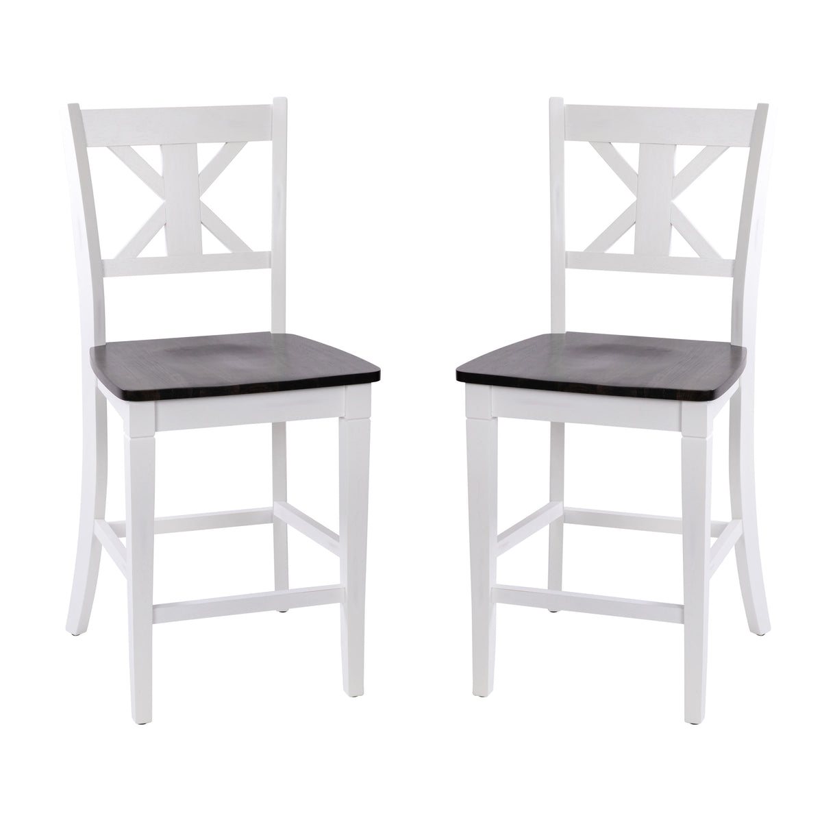 White Wash |#| Commercial Grade Wooden Counter Height Stool in Antique White Wash, Set of 2