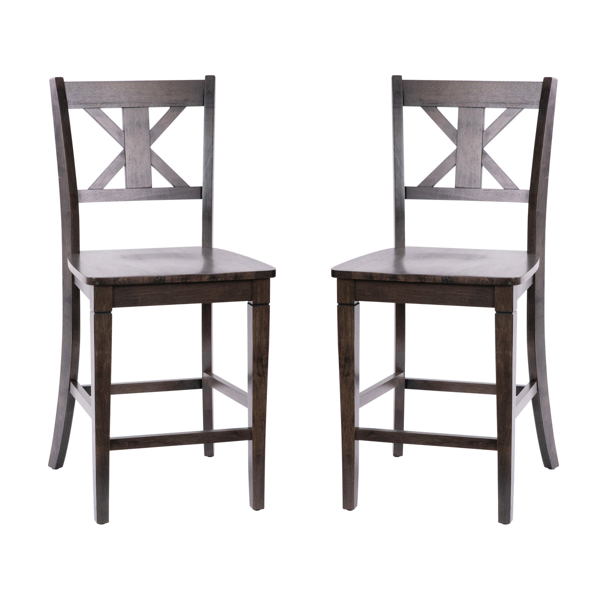 Gray Wash Walnut |#| Commercial Grade Wooden Counter Height Stool in Gray Wash, Set of 2 Walnut
