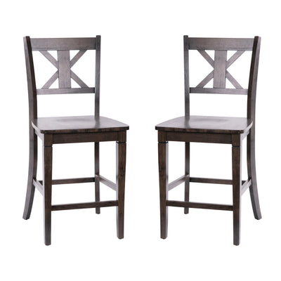 Gwendolyn Set of 2 Commercial Grade Solid Wood Modern Farmhouse Counter Height Barstool - View 1