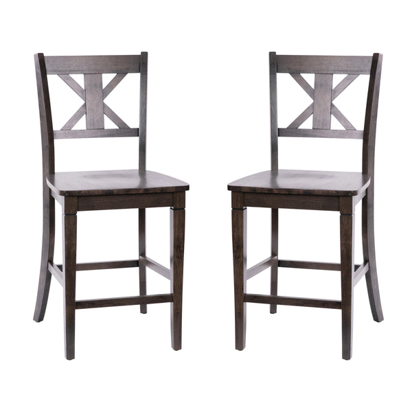 Gray Wash Walnut |#| Commercial Grade Wooden Counter Height Stool in Gray Wash, Set of 2 Walnut