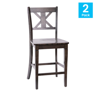Gwendolyn Set of 2 Commercial Grade Solid Wood Modern Farmhouse Counter Height Barstool - View 2