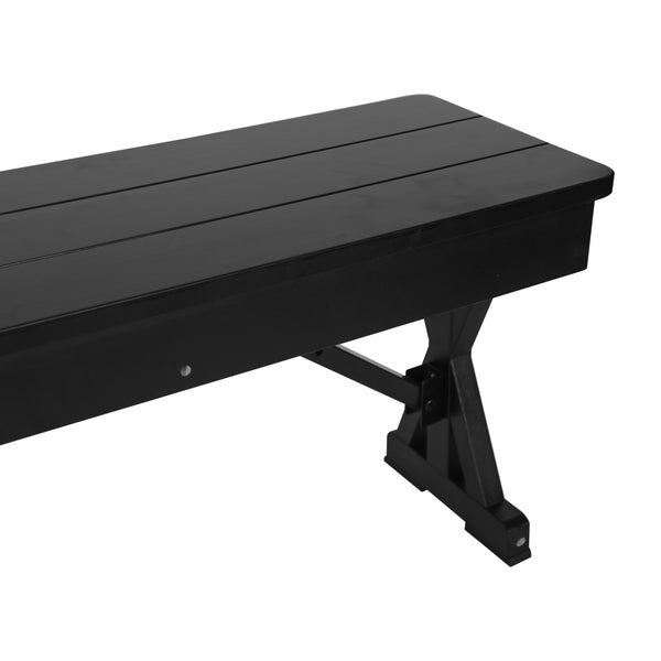 40" x 12" Antique Solid Pine Farmhouse Folding Bench in Black Wash
