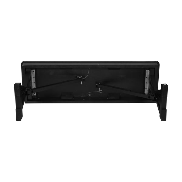 40" x 12" Antique Solid Pine Farmhouse Folding Bench in Black Wash
