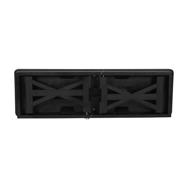 40" x 12" Antique Solid Pine Farmhouse Folding Bench in Black Wash