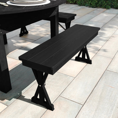 HERCULES 40" x 12" Commercial Antique Solid Pine Farmhouse Folding Bench with Foldable Locking X-Legs - View 2