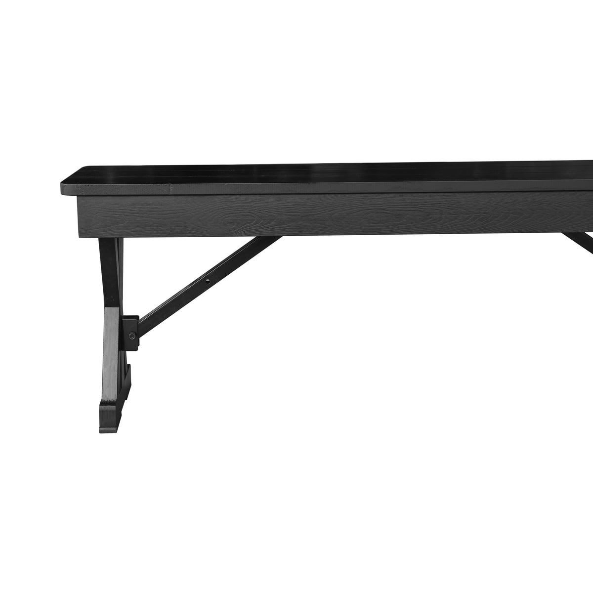 8' x 12" Antique Solid Pine Farmhouse Folding Bench in Black Wash