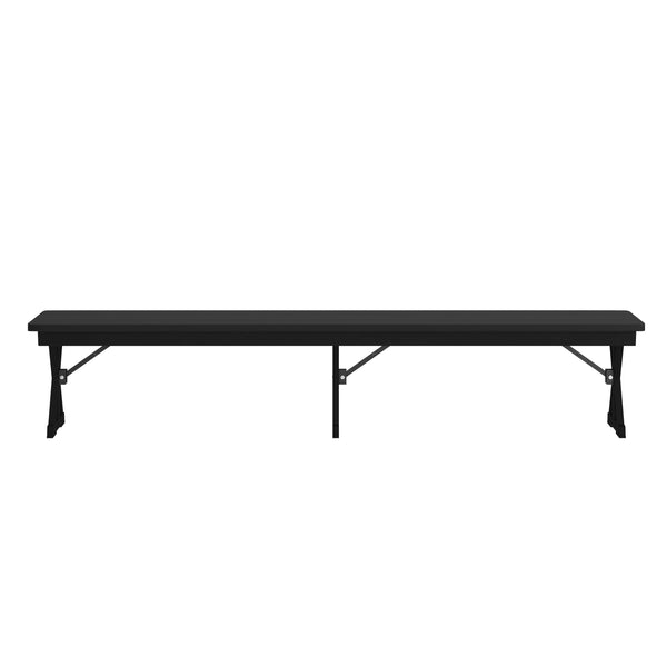 8' x 12" Antique Solid Pine Farmhouse Folding Bench in Black Wash