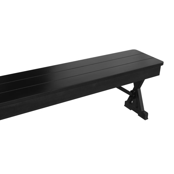 8' x 12" Antique Solid Pine Farmhouse Folding Bench in Black Wash
